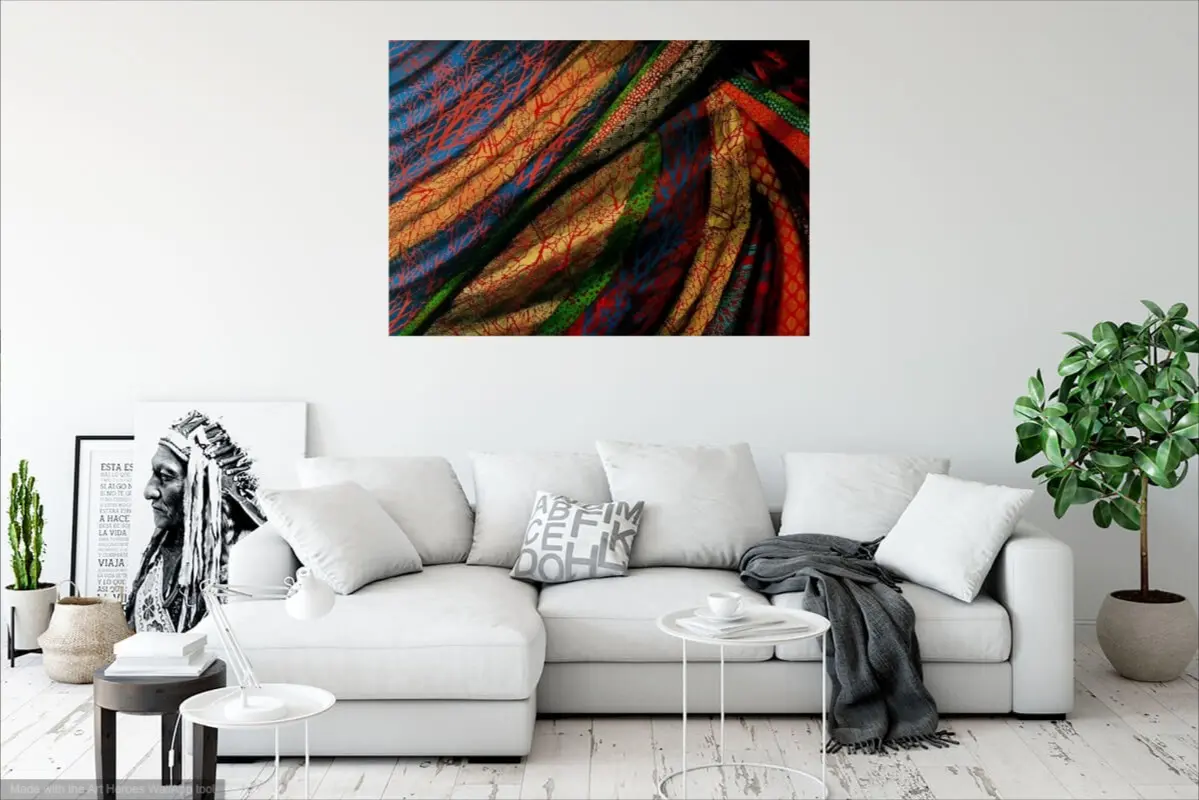 Peinture abstraite contemporaine de Sylvie Pascal dans un salon moderne
