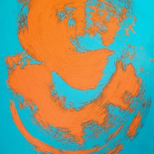 Arabesque orange sur bleu